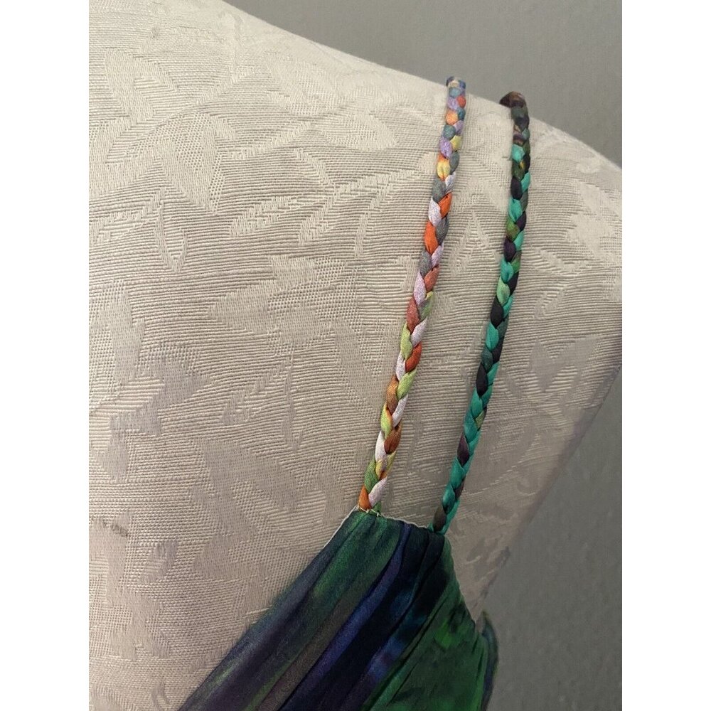 Oleg Cassini Dress 8 OC Braided Strap Rainbow SILK Multicolor Bra Party Wedding - Picture 5 of 8